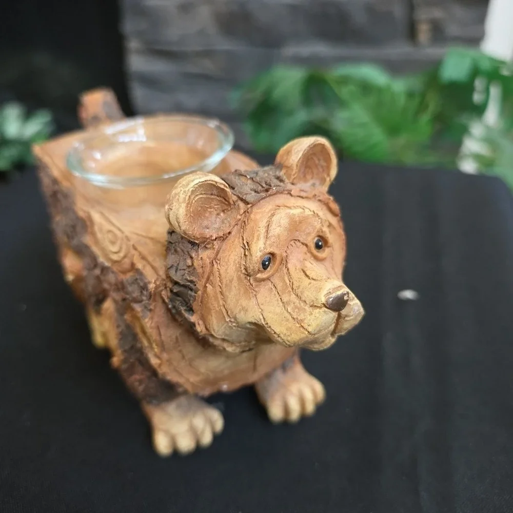 Resin Bear Figurine Candle Holder